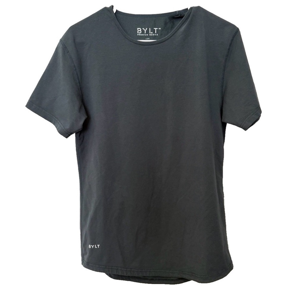 BYLT Premium Basics Mens S Lux Drop Cut Charcoal Short Sleeve Stretch T-shirt
